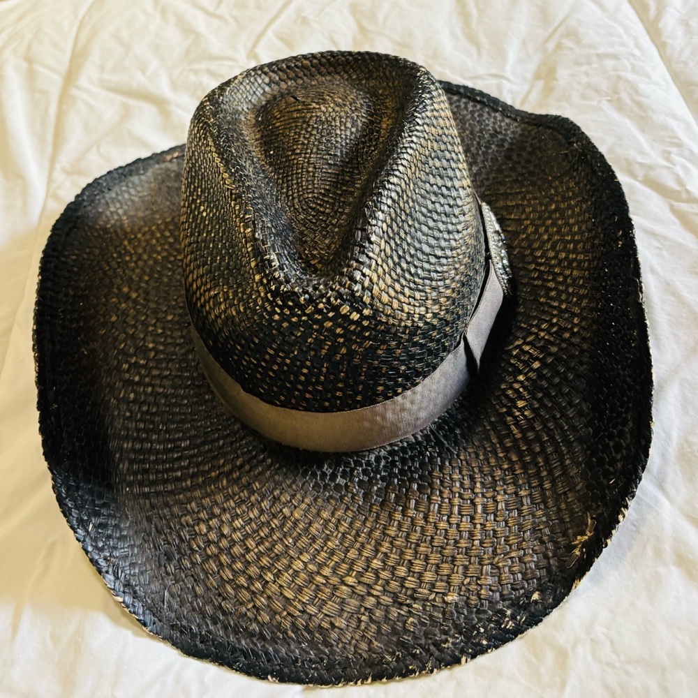 Brown Woven Cowboy Hat with Decorative Band. Bullnose brand made in USA - Picture 7 of 9